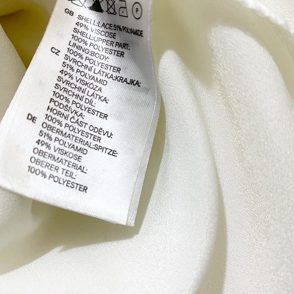 Divided Beautiful Pleated Lace Chiffon Skirt White Black 6 - Picture 7 of 9